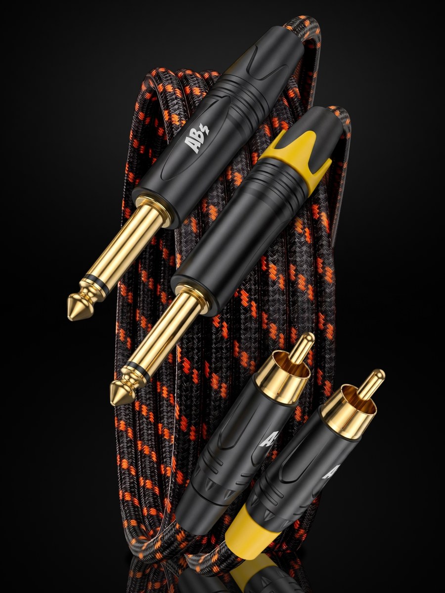 Кабель 2×Jack 6.3 — 2×RCA, 3 м